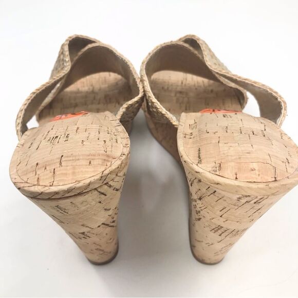 Nine West Gold Weave Crisscross Cork Wedge Sandals NEW - Picture 8 of 14